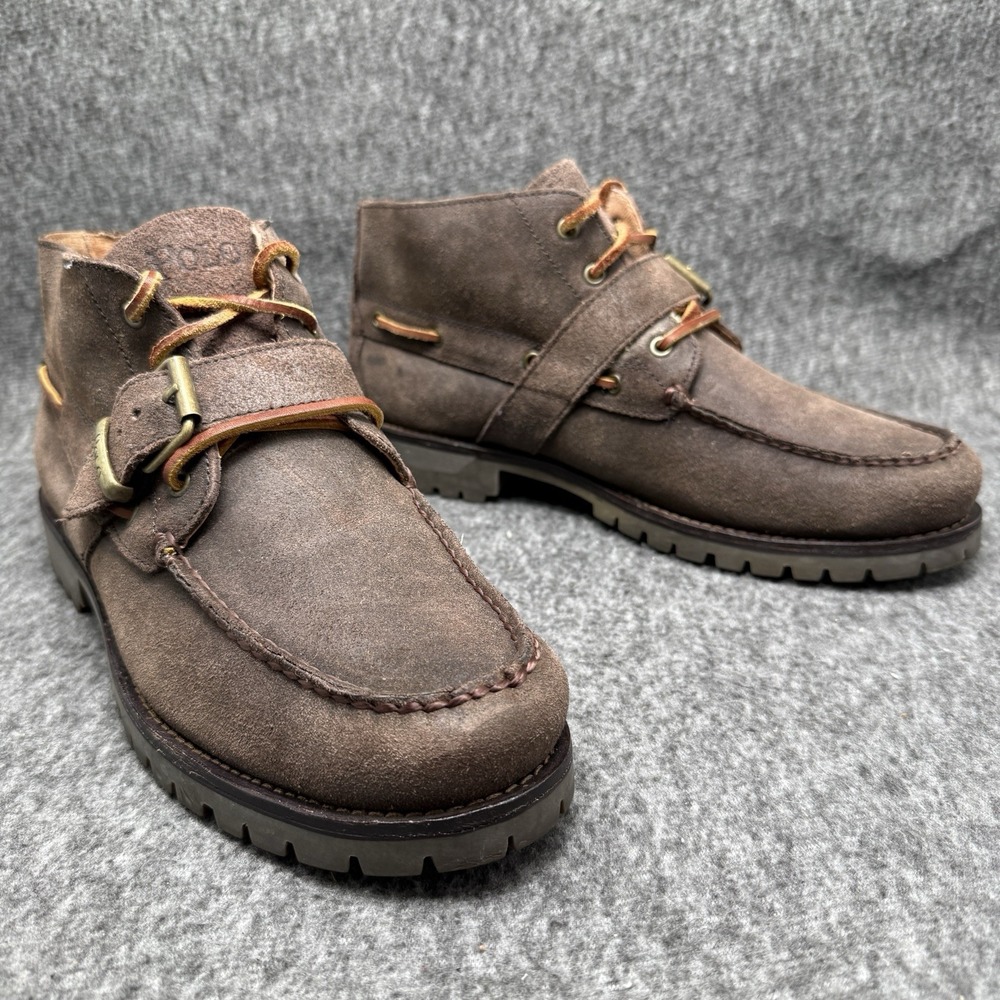 Polo Ralph Lauren Rumford Mens Brown Suede Buckle Strap Chukka Boots Size 9.5 D